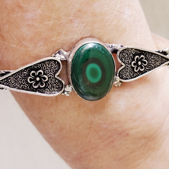 New Malachite 925 Silver Open Cuff Bracelet. - Picture 14 of 15